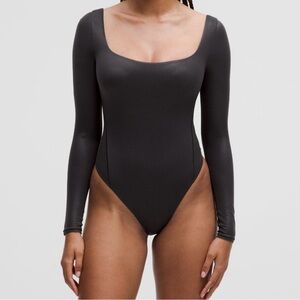 Lululemon Black Long Sleeve shimmer Bodysuit